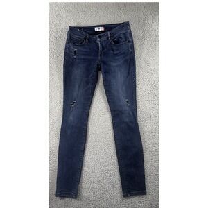 Cabi Jeans Women 6 Low Rise Skinny Distressed Dark‎ Wash Denim Boho Casual